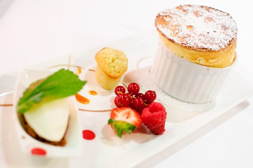 Lemon soufflé with ice-cream and red fruits. This has made Alison reconsider her stance on soufflés.